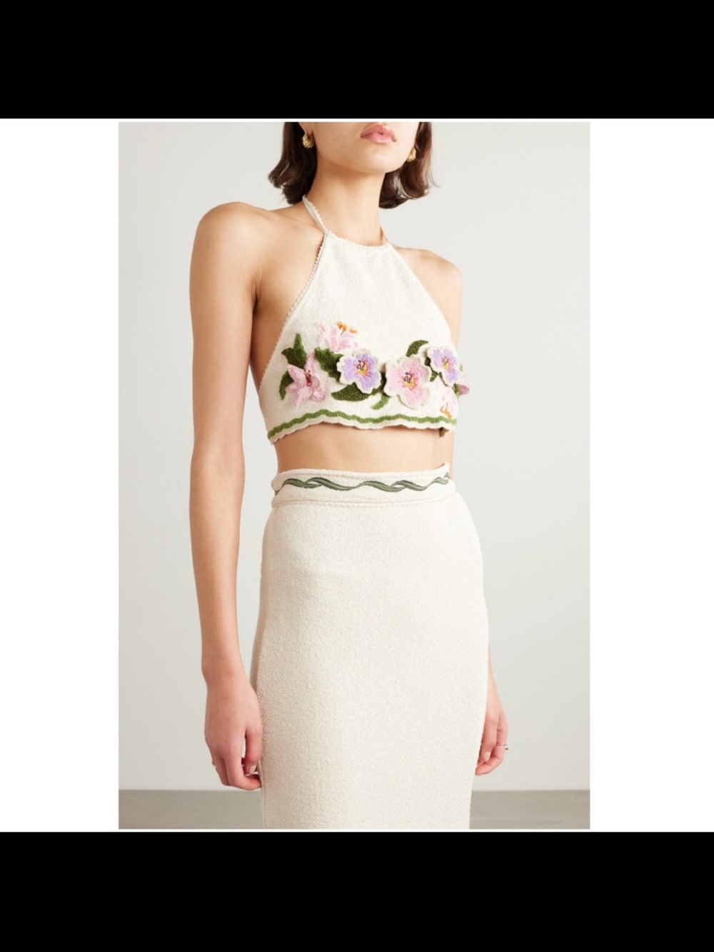 Agua by Agua Bendita Cream Embroidered Floral Pencil Skirt - Picture 6 of 9